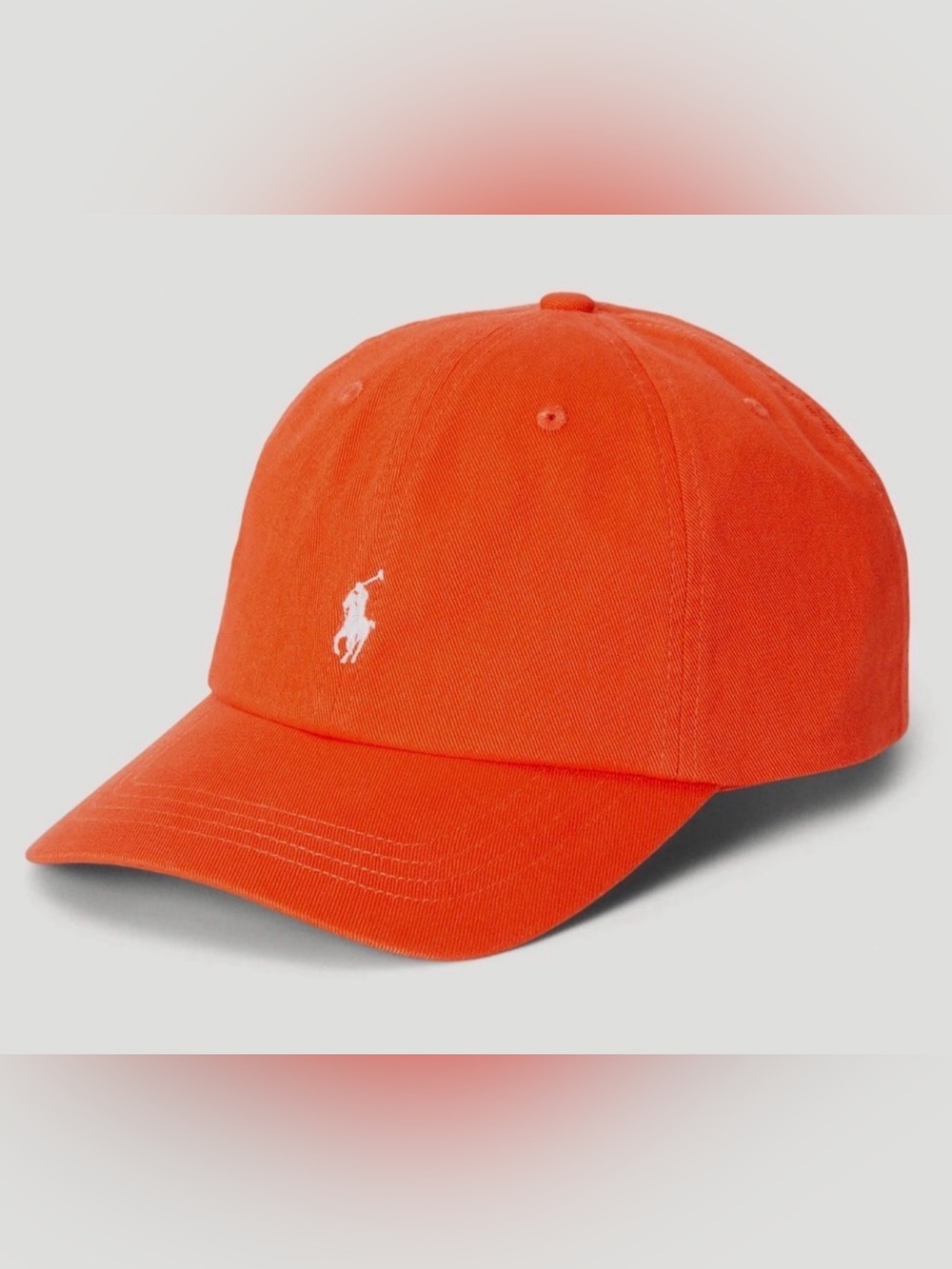 NWT Polo Ralph Lauren Orange with White Pony Cotton Chino Baseball Cap Hat